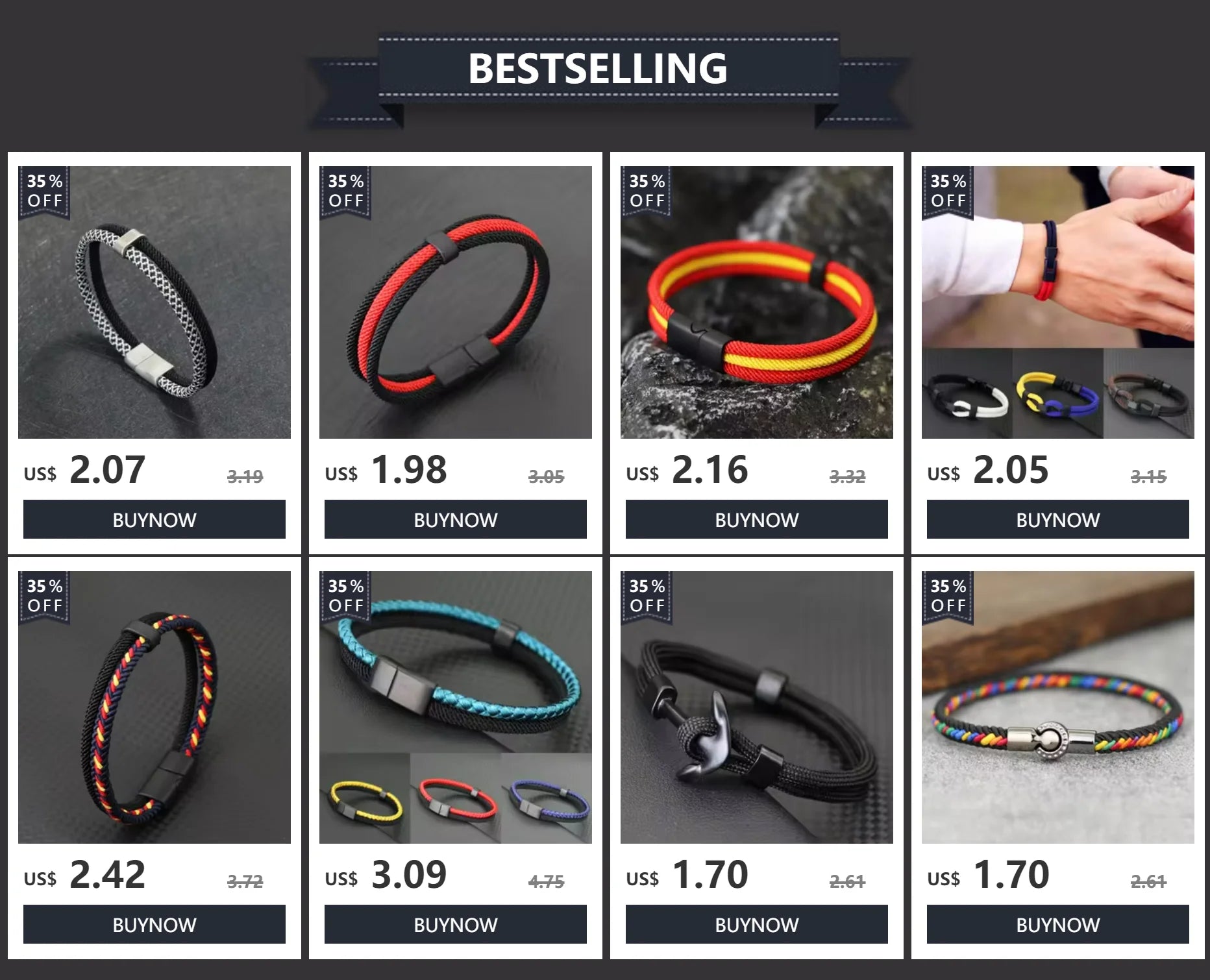Stylish Paracord Bracelet for Men with Stainless Steel Buckle - Smarsty