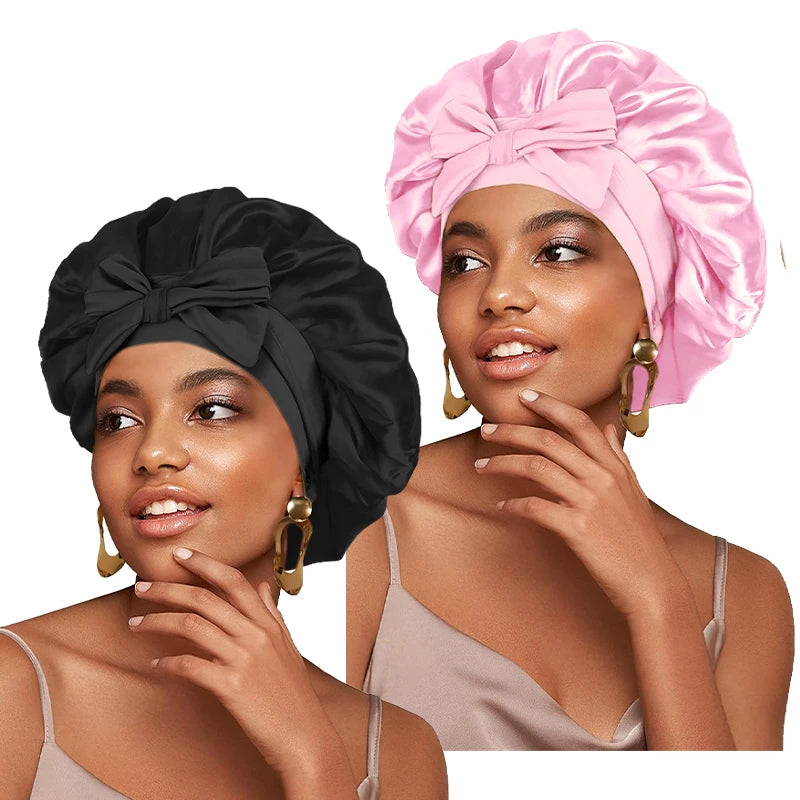 Adjustable Satin Sleeping Hat Elastic Tie For Hair Care - Smarsty