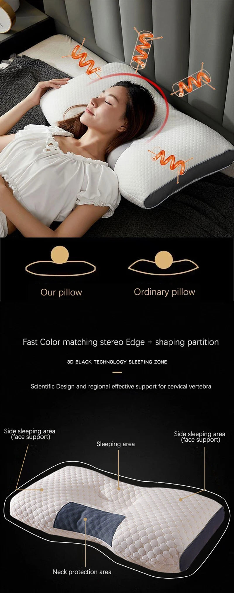 Cervical Neck Pillow for Sleep and Massage Support - Smarsty
