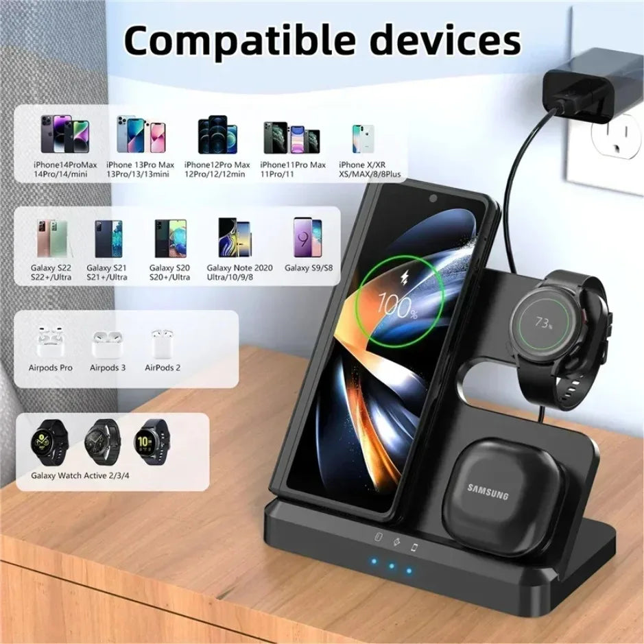3 In 1 Magnetic Wireless Charger For Phone Watch Earbuds - Smarsty