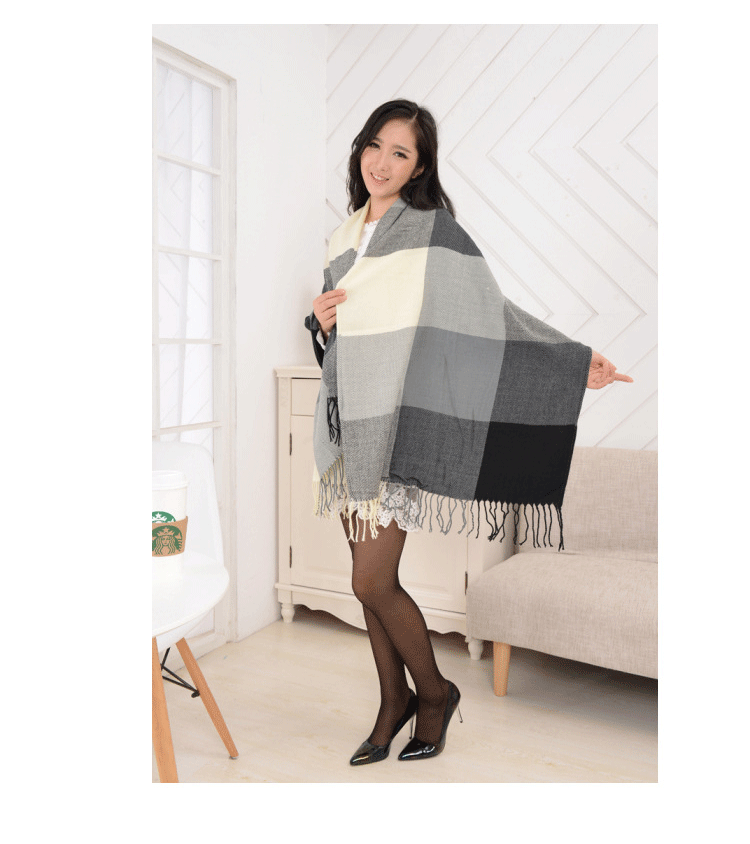 Women’s Plaid Cashmere Scarf Thick Warm Winter Shawl - Smarsty