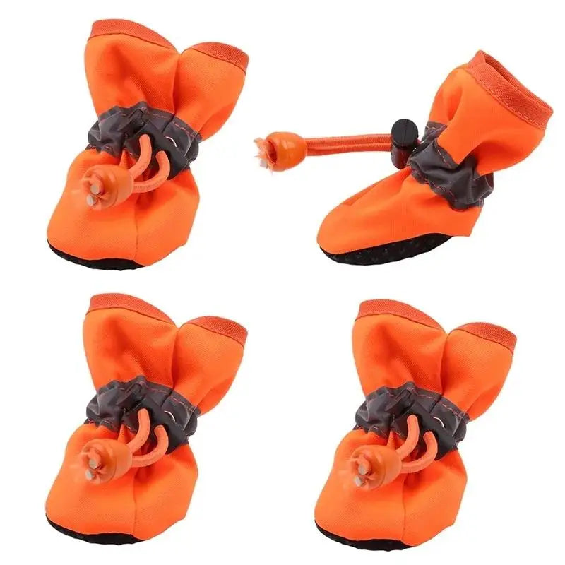New 4pcs Waterproof Pet Dog Shoes Anti-slip Rain Snow Boot Thick Warm For Small Cats Dogs Puppy Socks Booties - Smarsty