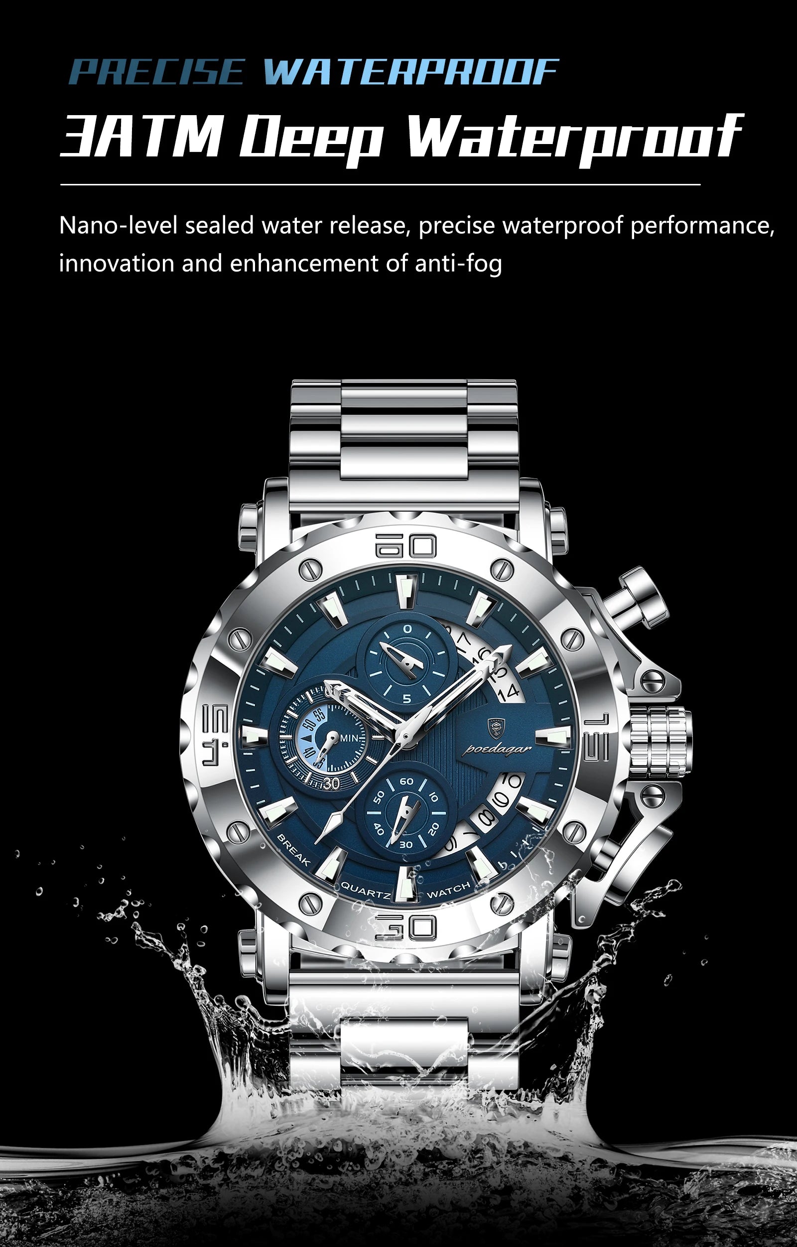 Luxury Waterproof Men's Chronograph Watch with Calendar - Smarsty