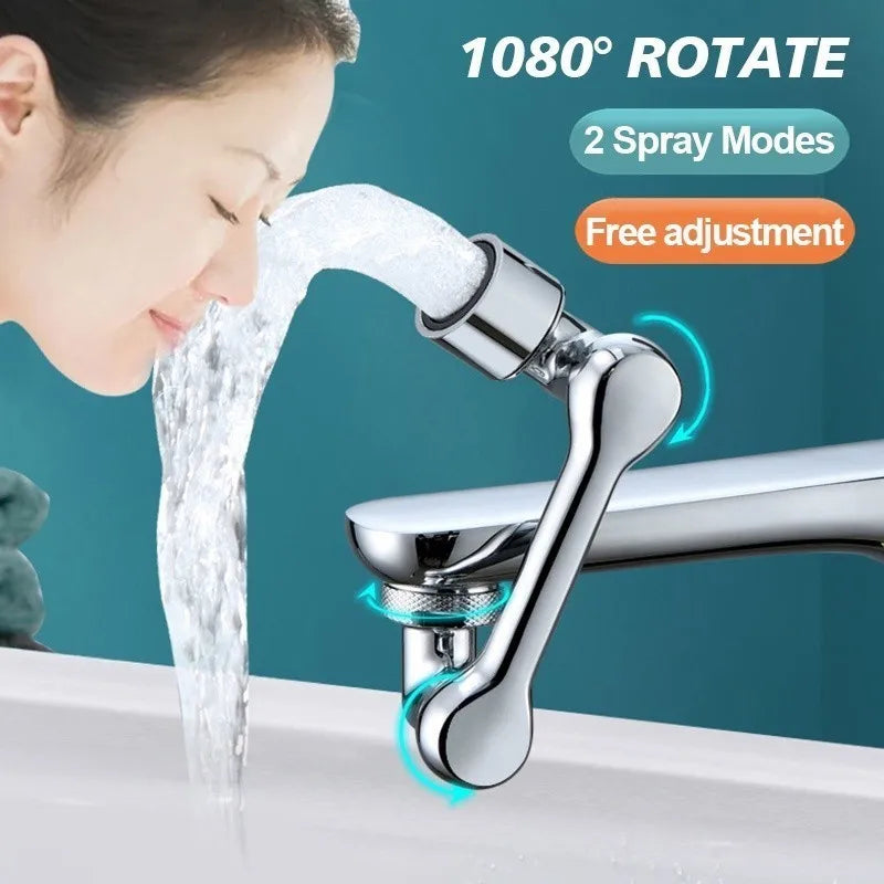 1080° Rotatable Extension Faucet Sprayer Head 2 Spray Modes Universal Bathroom Tap Extend Adapter Aerator - Smarsty