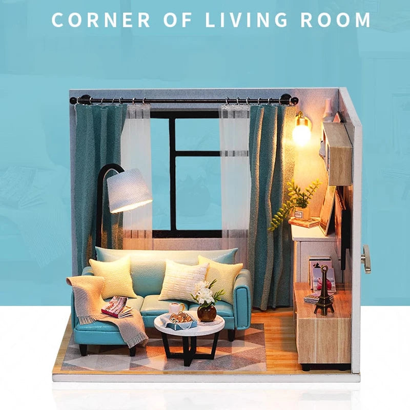 Wooden Mini Miniature Doll House DIY Small House Kit 3D Puzzle Building Assembly House Furniture Toy Children's Birthday Gifts