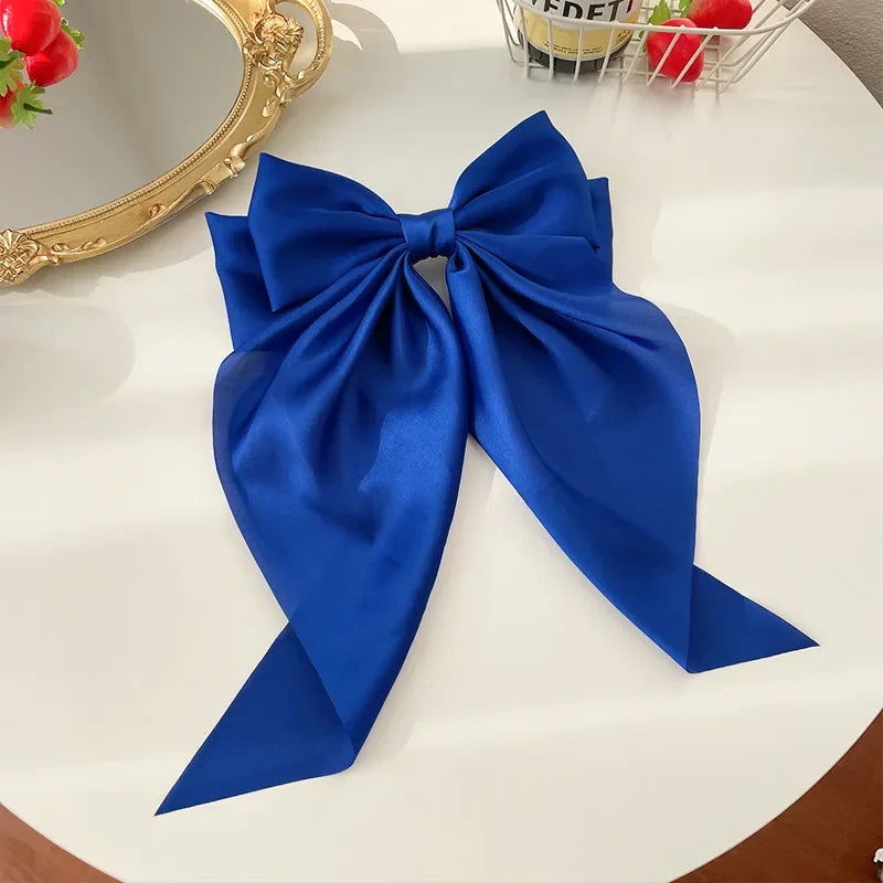 Korean Satin Hair Clips with Big Bowknot for Women - Smarsty