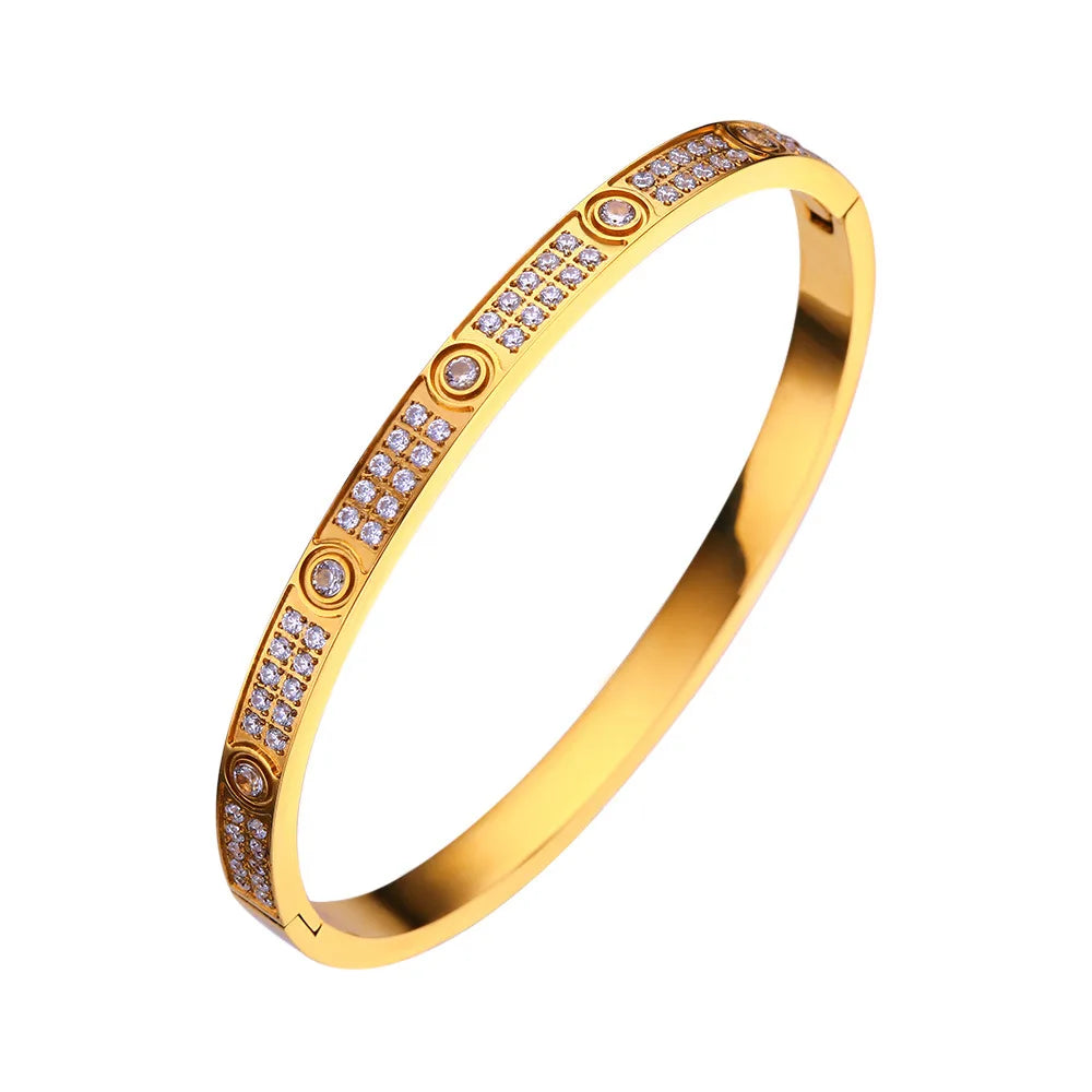 Gold Color Zircon Cross Nut Nail Bracelet for Women - Smarsty