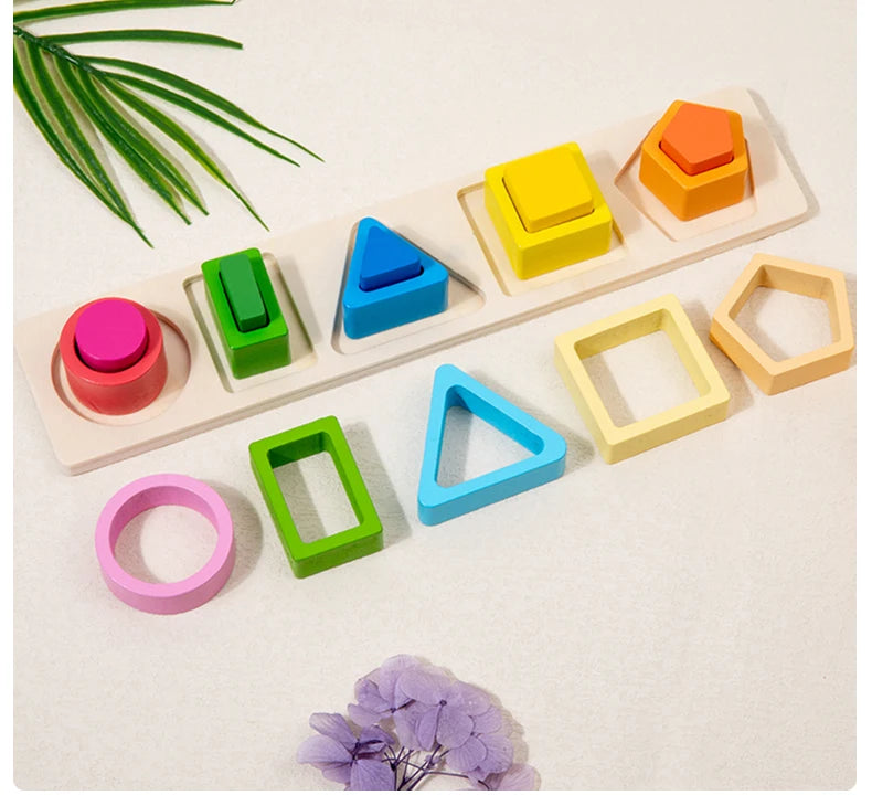 Geometric Shape Sorting Stacking Toys Columns Colorful Matching Puzzles Building Blocks Early Learning Color & Shape Recognition by Smarsty