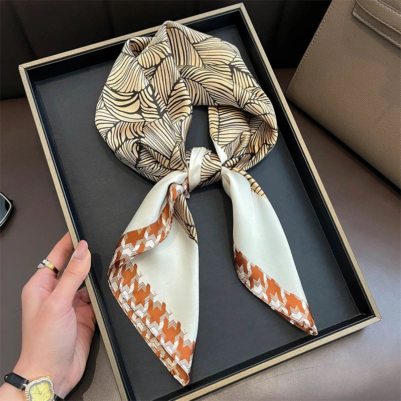 Bohemian Silk Square Scarf for Women Luxury Floral Print - Smarsty