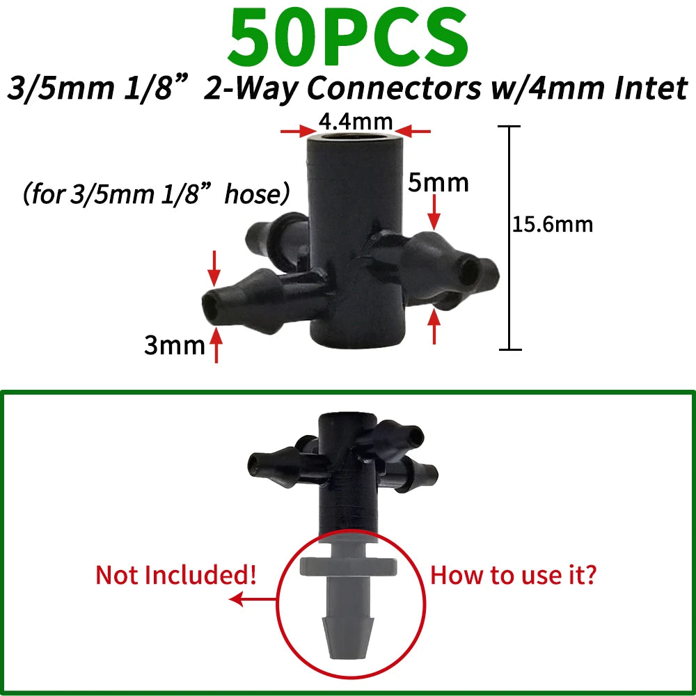 Oasis 50PCS Plastic Barbed Tee Connectors for Drip Irrigation - Smarsty