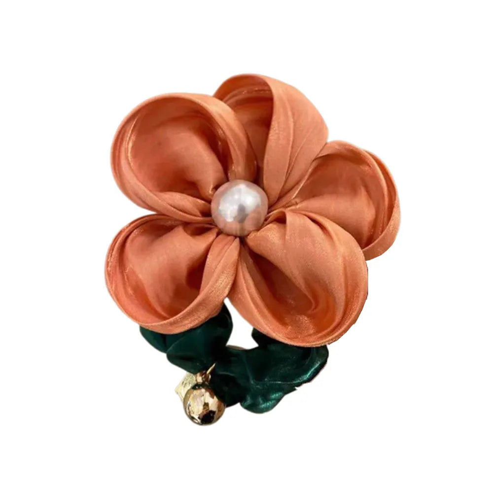 Summer Pearl Flower Scrunchie High Elastic Hair Tie - Smarsty