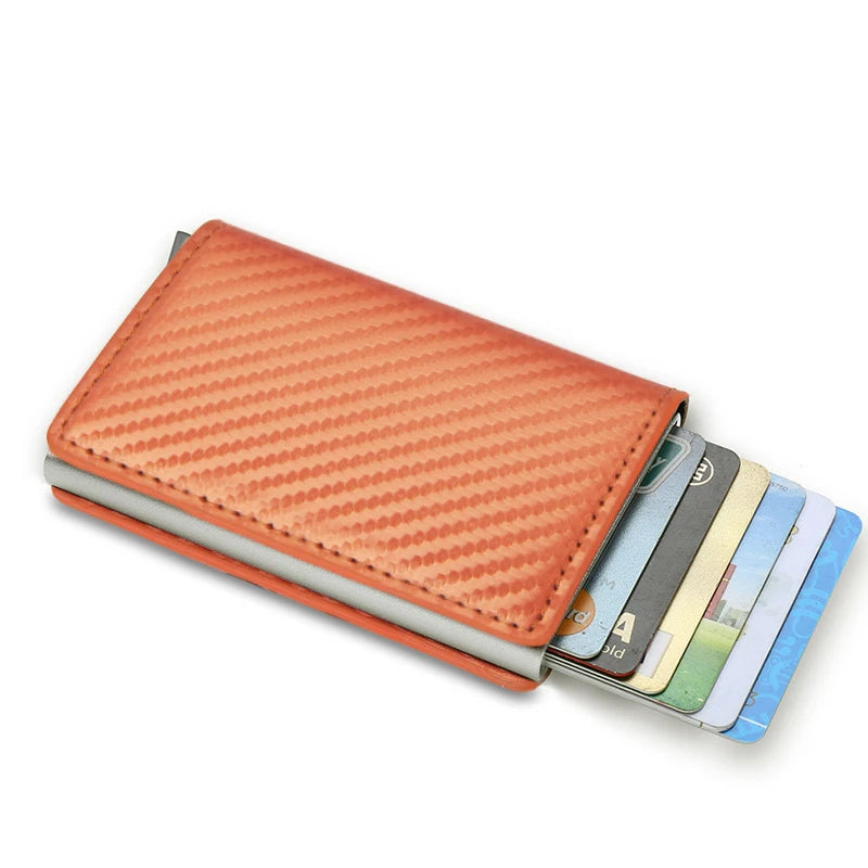 Anti Rfid Carbon Fiber ID Credit Card Holder Men Wallets Mini Automatic Pop up Bank Cardholder Case Minimalist Vallet Choice