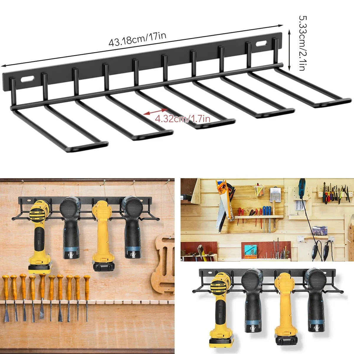 Power Tool Rack Electric Drill Holder Wall Mount Power Tool Organizer Workshop Wrench Tools Screwdriver Power Storage Shelf Home by Smarsty