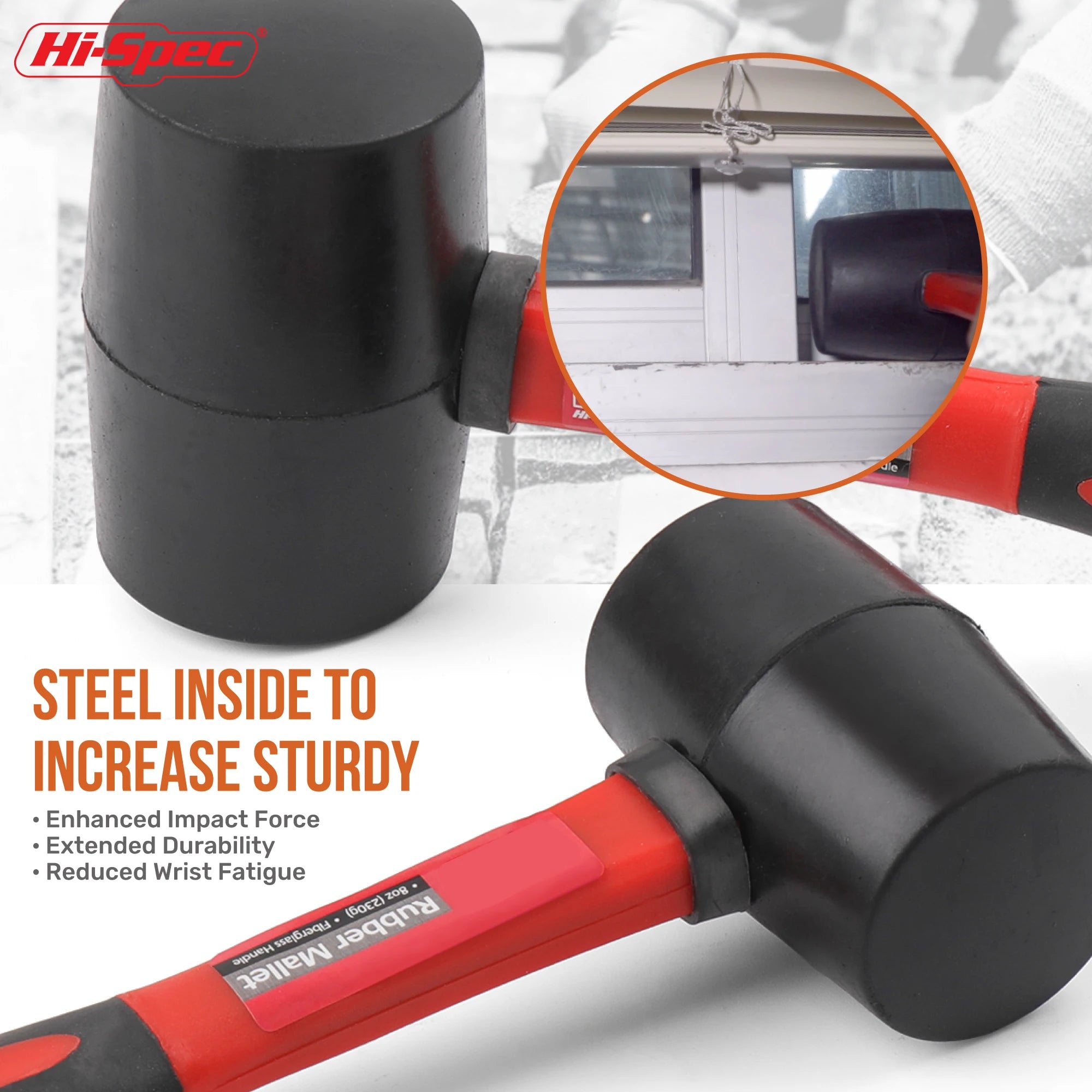 Hi-Spec Heavy Duty Rubber Mallet for Household Use - Smarsty