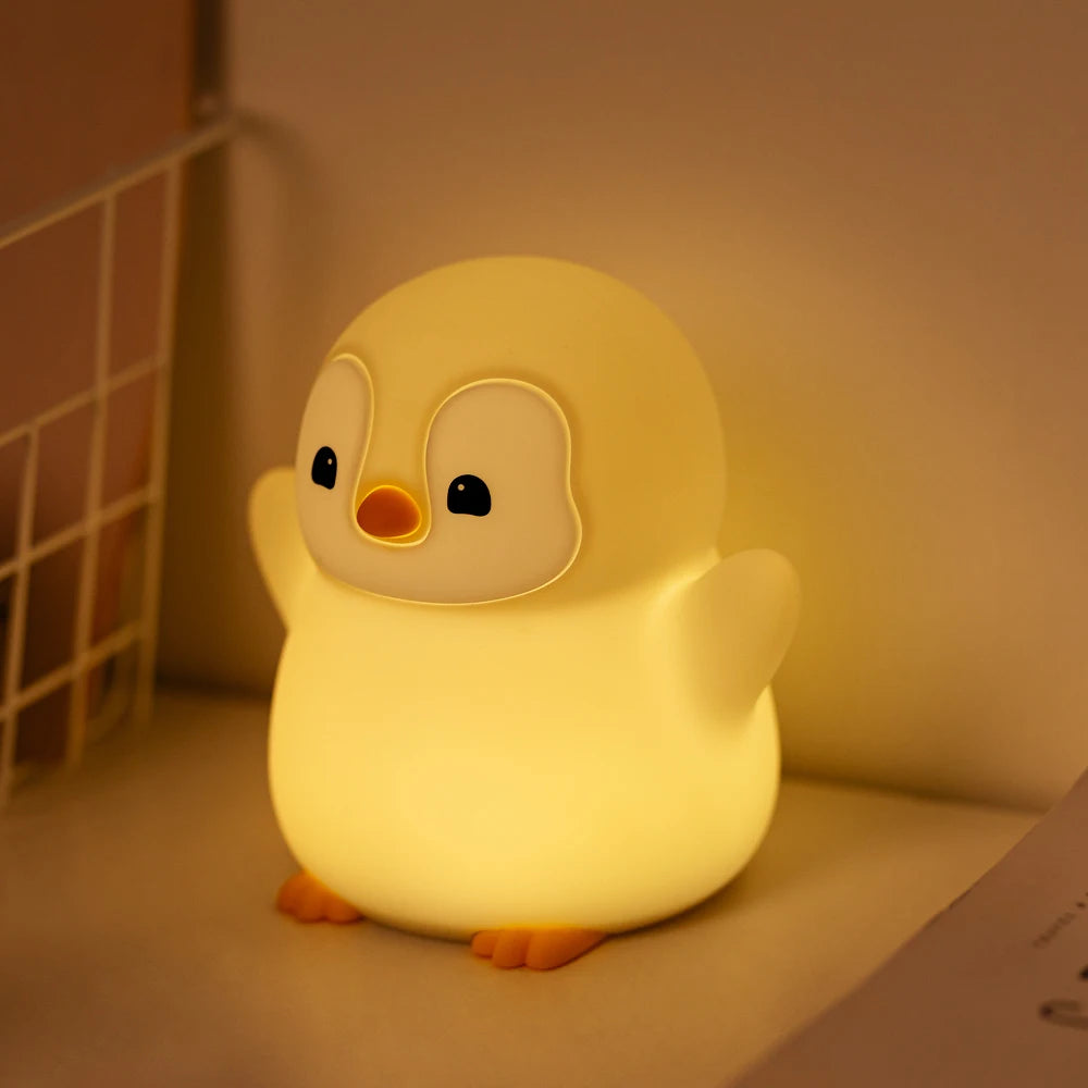 Cute Penguin Night Light Rechargeable Silicone Lamp for Kids - Smarsty