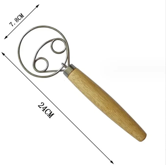 Danish Dough Whisk with Wooden Handle for Easy Mixing - Smarsty