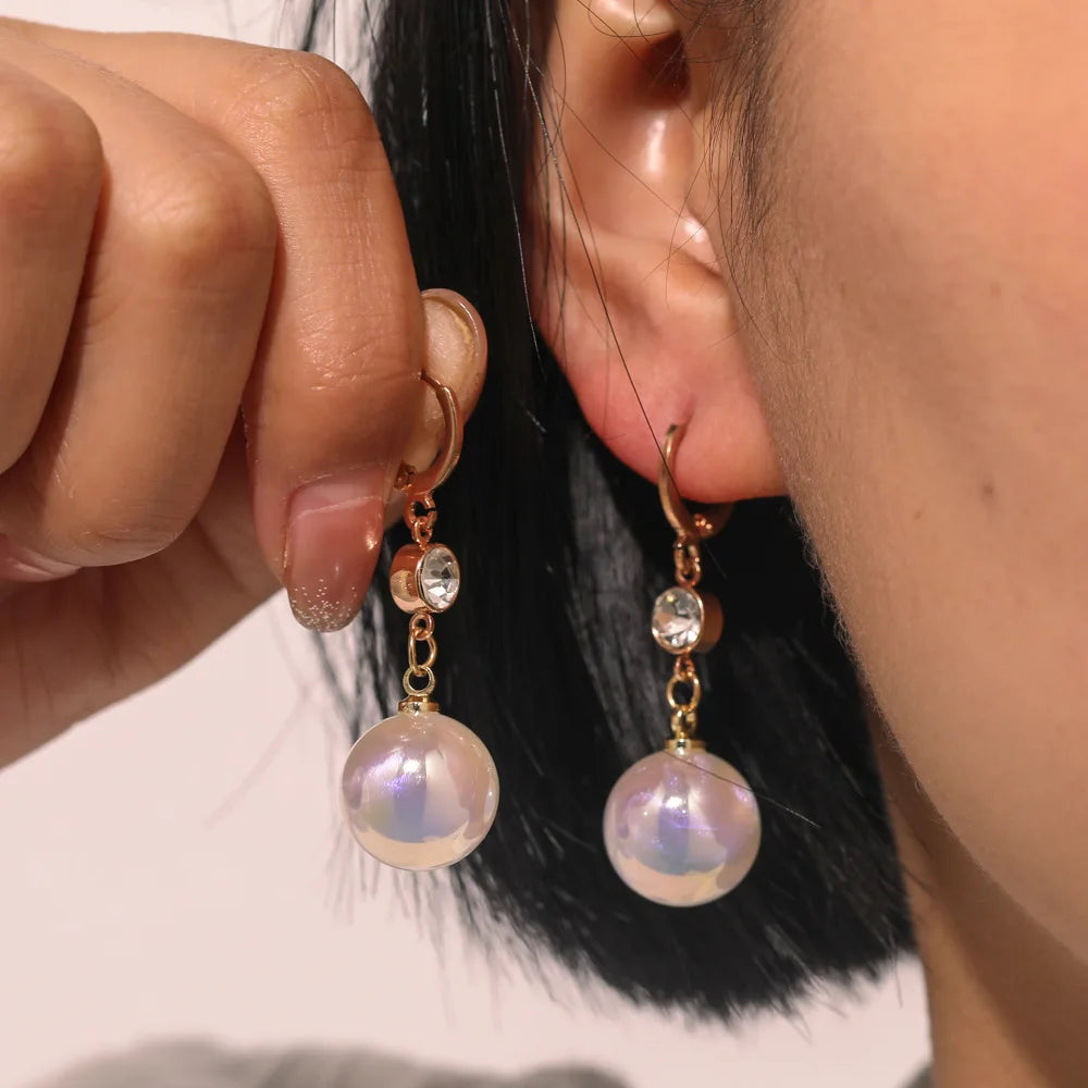 Pearl Long Earrings With Rhinestones For Wedding Fashion - Smarsty
