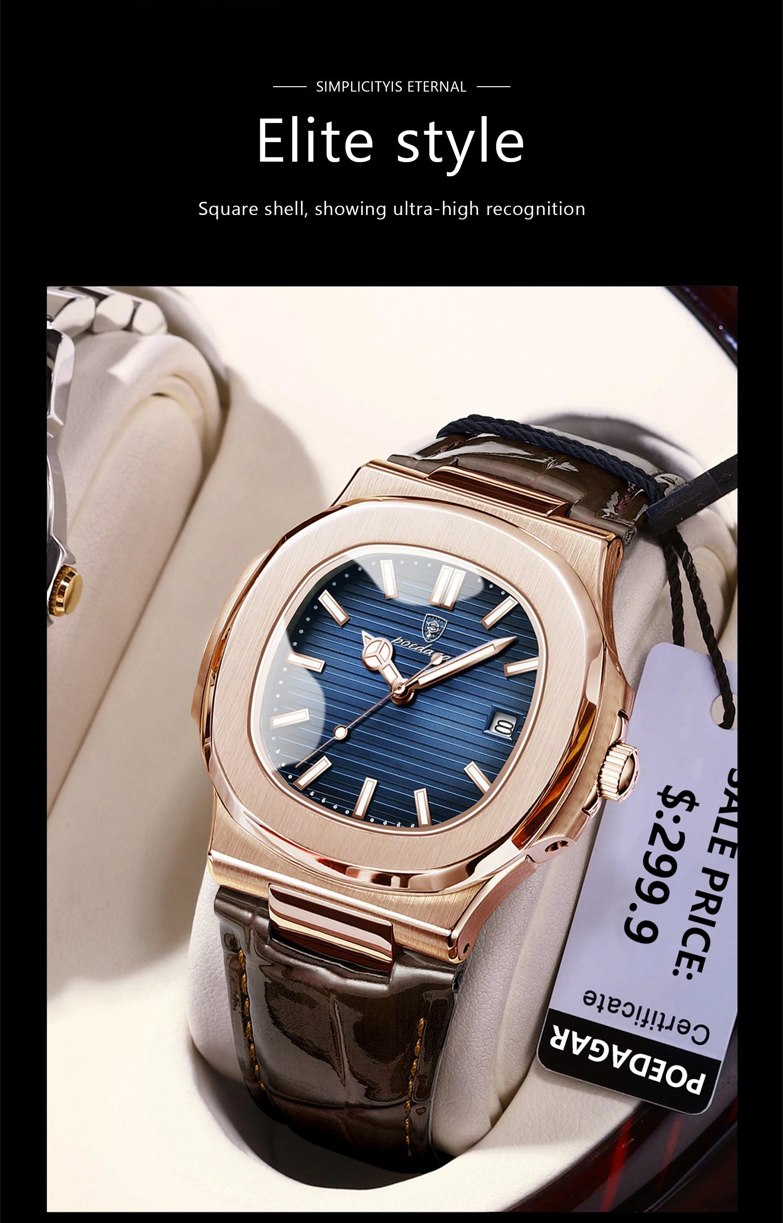 Luxury Waterproof Quartz Square Men Watch with Luminous Feature - Smarsty