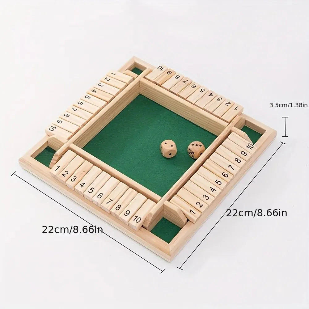 Wooden Dice Board Game Shut The Box for 4 Players Flaps & Dices Game Parent-children Interaction Family Entertainment - Smarsty