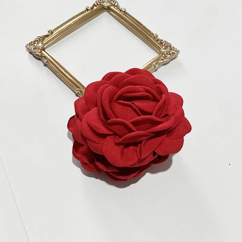French Fabric Rose Hair Claw Clip Elegant Gift For Women - Smarsty