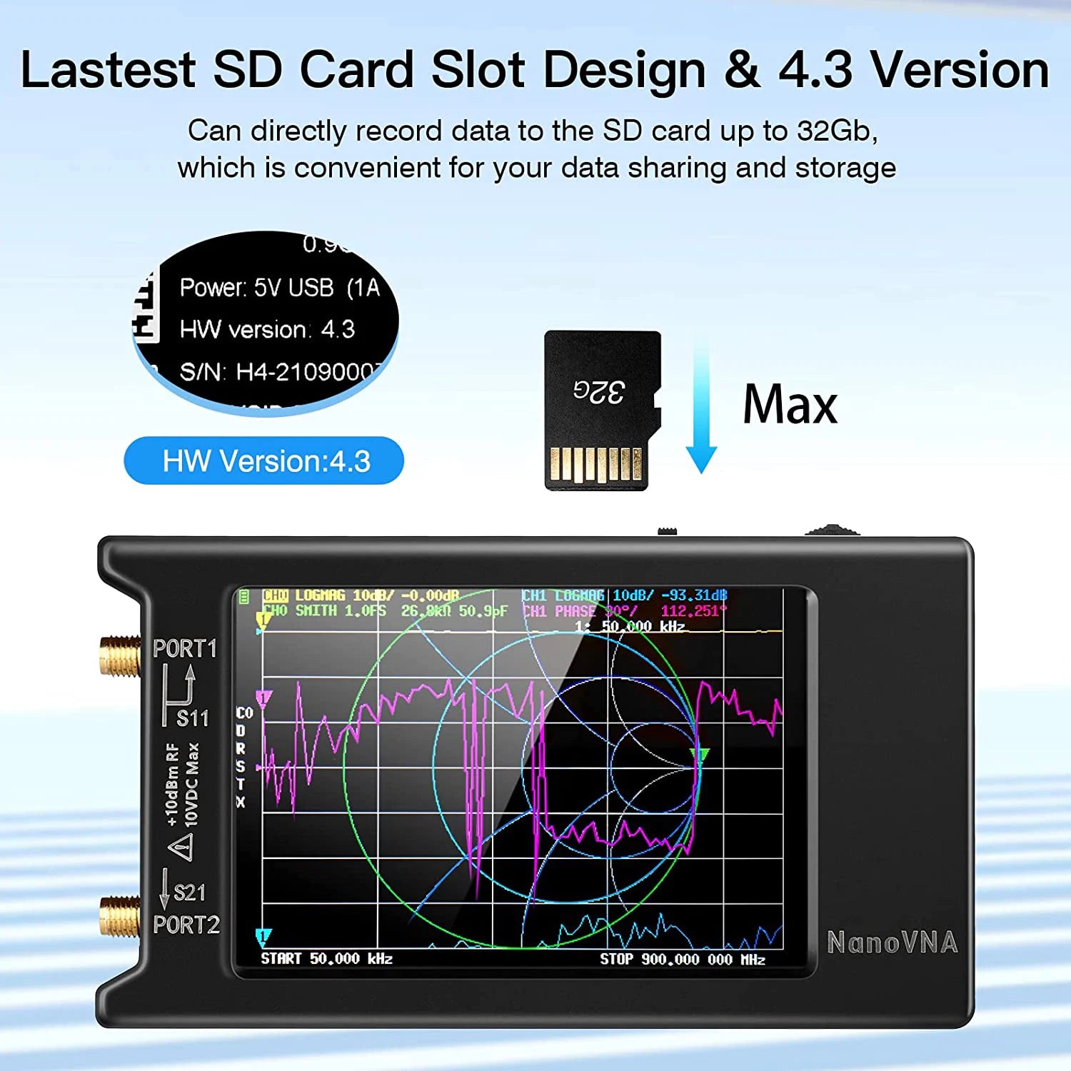 NanoVNA-H Vector Network Analyzer with Spectrum Tuning - Smarsty