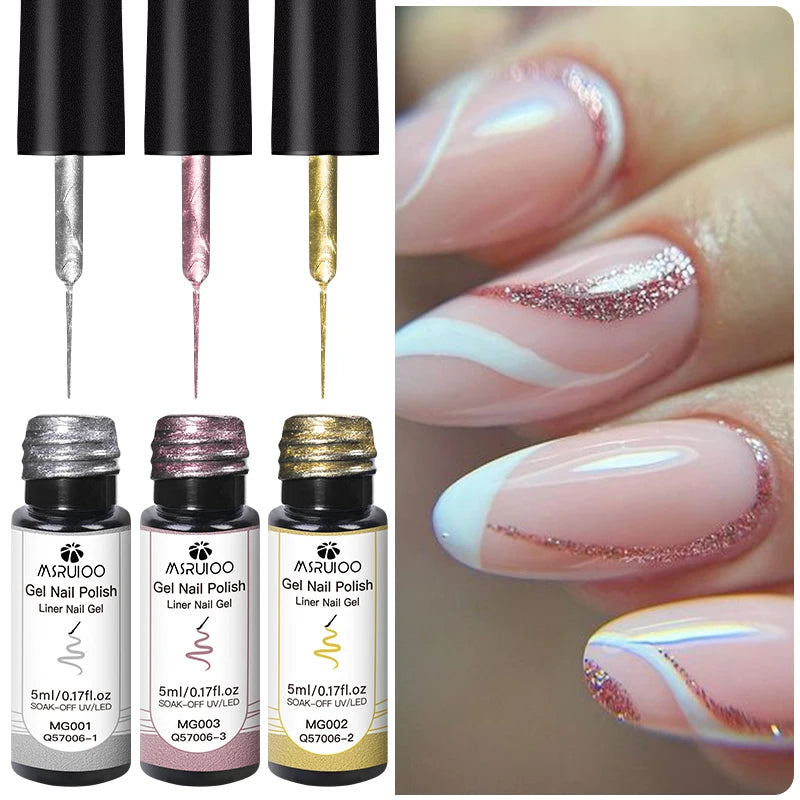 Glitter Liner Nail Gel Polish Set for Stunning Nail Art - Smarsty