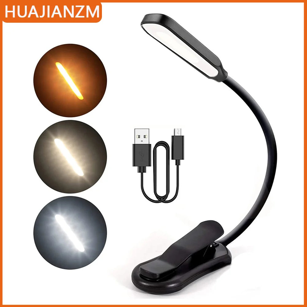 USB Rechargeable LED Book Light with Flexible Clip - Smarsty