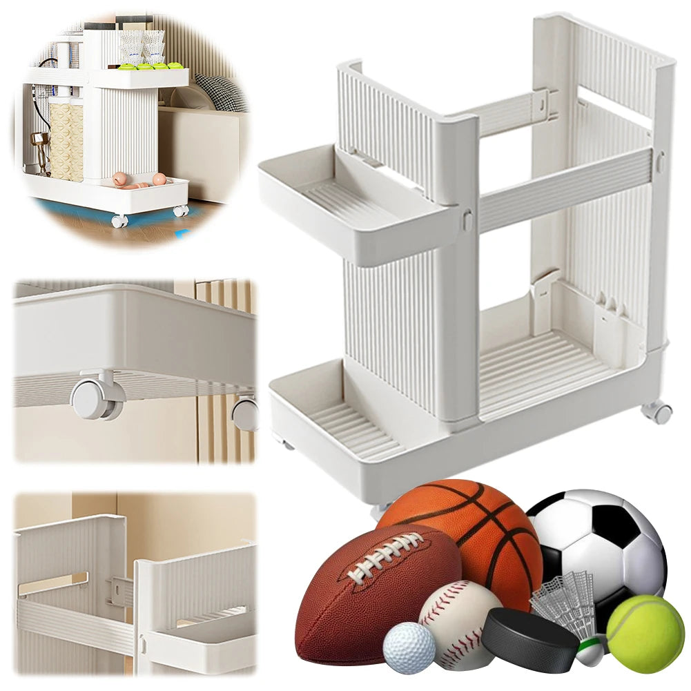 Gym Equipment Holder with Wheels Sports Equipment Storage Rack Yoga Mat Storage Basket Fitness Equipment Sports Tools Organizer by Smarsty