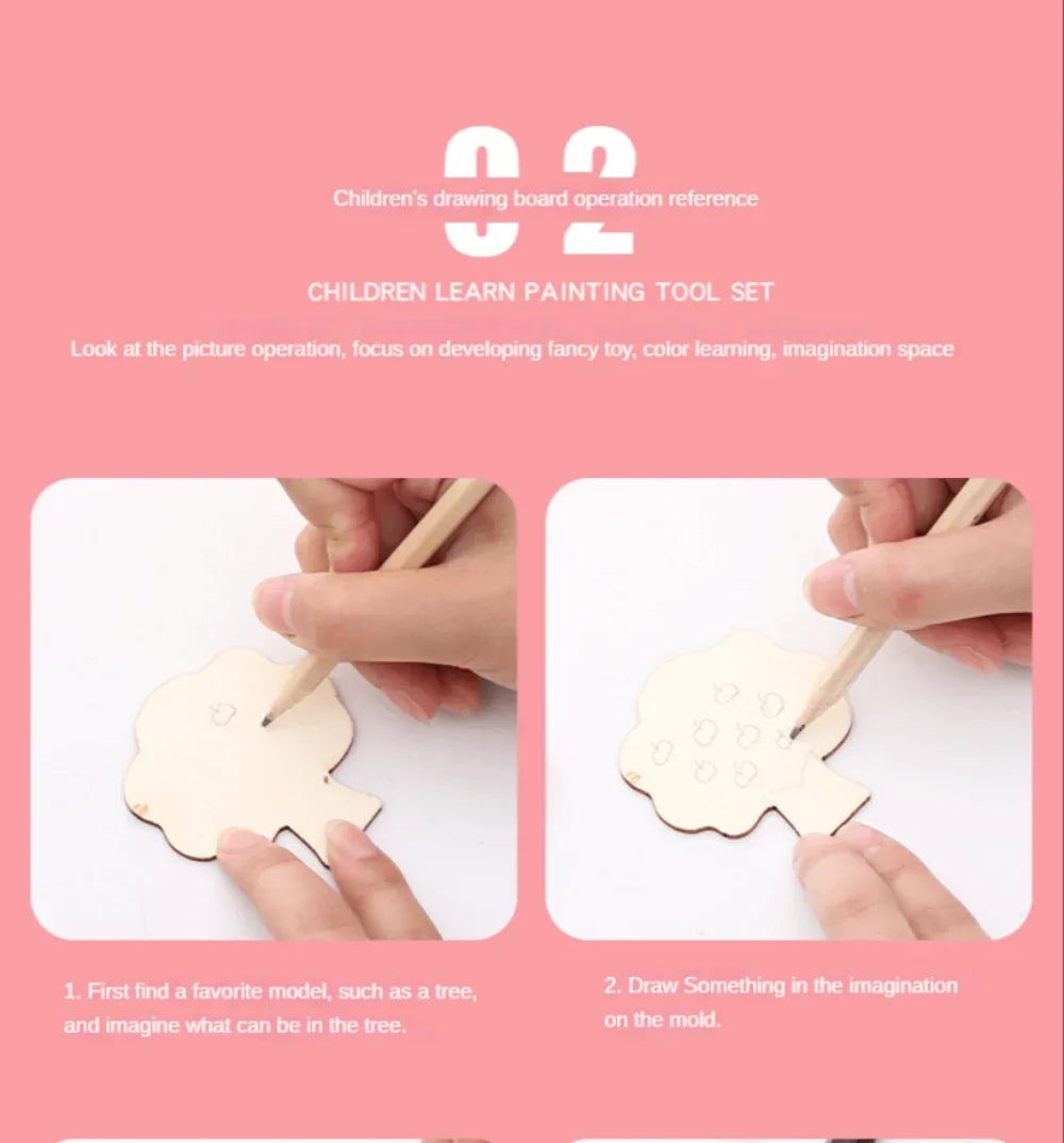 Kids Drawing Toys Montessori DIY Painting Stencils Template Wooden Craft Puzzle Educational Toys for Boys Girls Birthday Gift by Smarsty