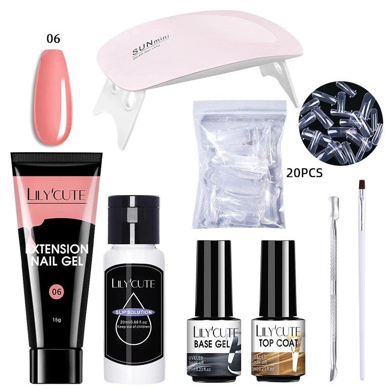 LILYCUTE Nail Gel Set with 6W LED Lamp for Quick Manicure - Smarsty