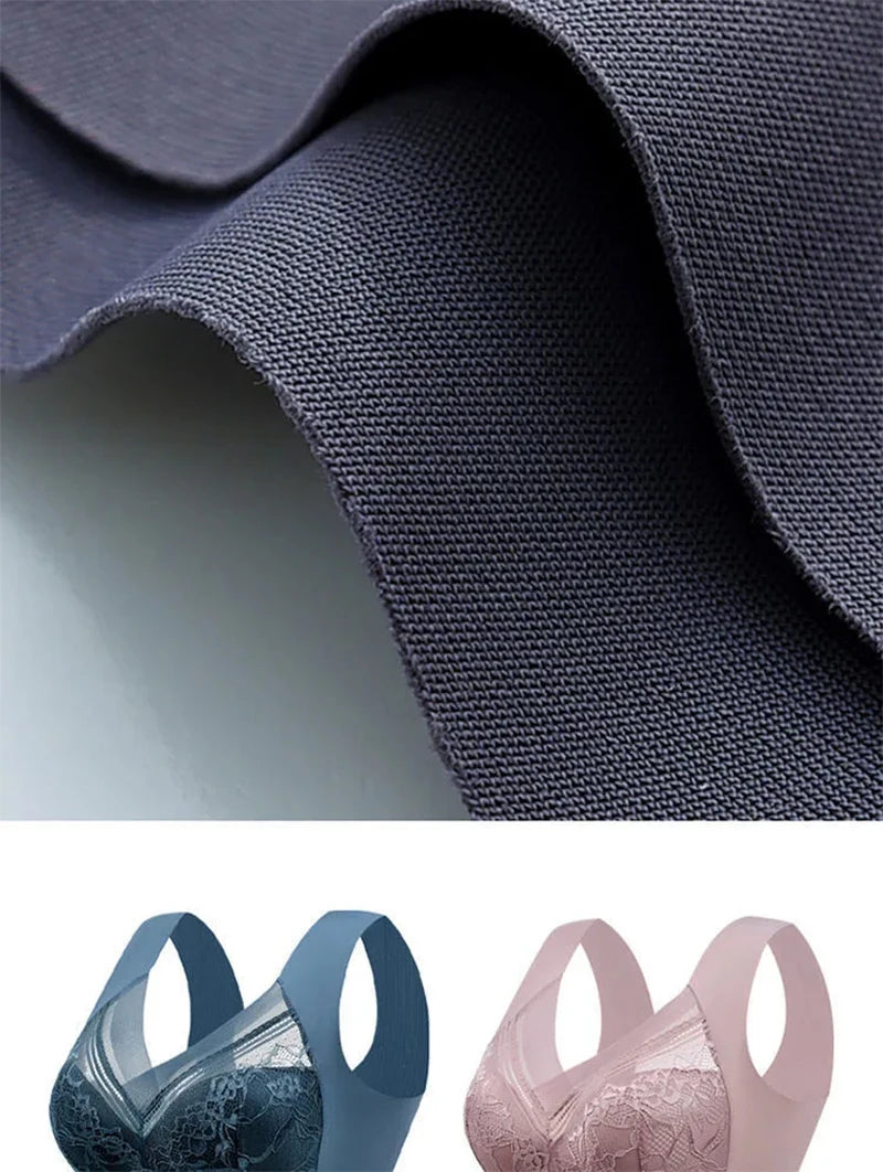 L-6L Women Large Bra Push Up Ice Silk Seamless upper Bralette Lace Wireless Summer Bras Plus Size Top Lingerie Underwear 15019 - Smarsty
