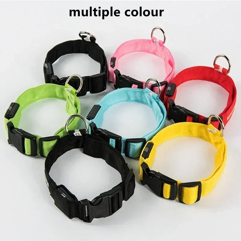 LED Glowing Dog Collar Adjustable Rechargeable Night Safety - Smarsty