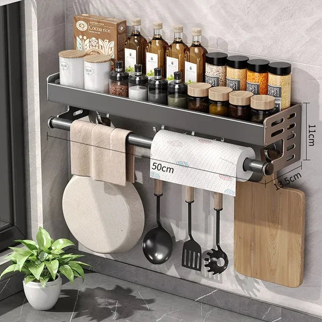 New Kitchen Storage Rack Seasoning Rack Wall-Mounted Condiment Multi-Functional Household kitchen organizer Storage Rack by Smarsty
