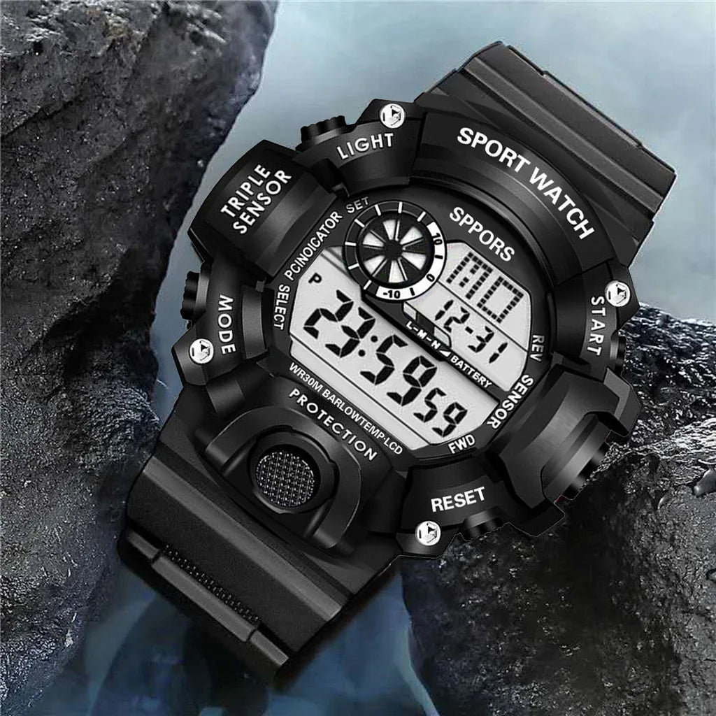Men's Waterproof Sports Watch with Luminous Display and Alarm - Smarsty