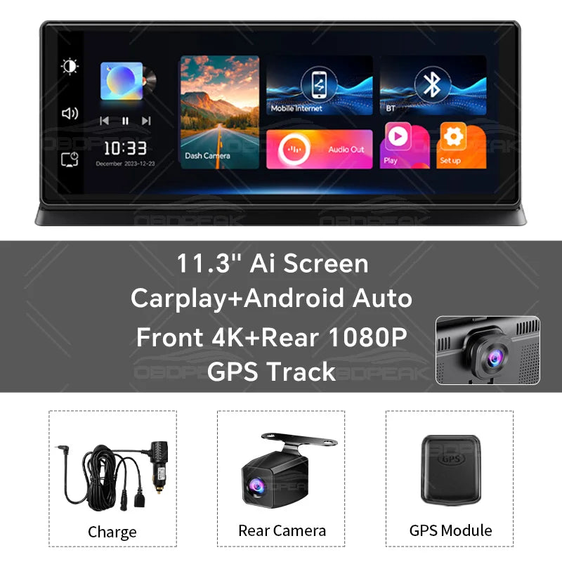 4K Car Dash Cam With Wireless CarPlay And Android Auto - Smarsty