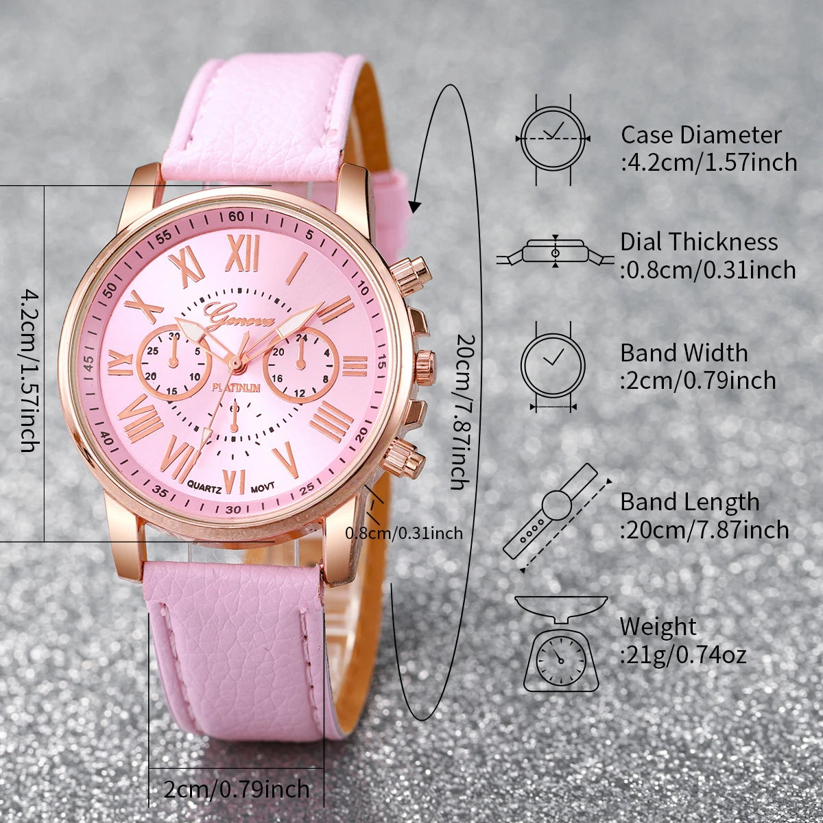 5/6PCS Fashion Women's Quartz Watch Leather Band Analog Wrist Watches Heart Rhinestone Jewelry Set(Without Box) - Smarsty