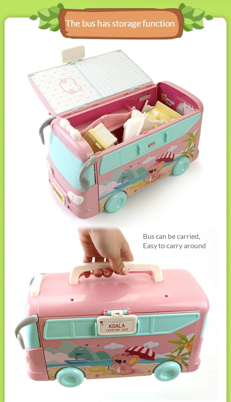 Dollhouse Koala Diary Girl Play House Toy Diy Tour Bus Bedroom Dresser Dining Kitchen Bathroom Shop Pretend Family Toys Girls by Smarsty