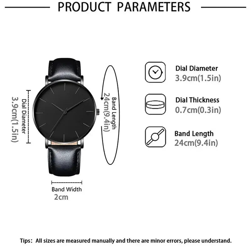 Luxury Leather Men's Sports Watch Set with Quartz Movement - Smarsty