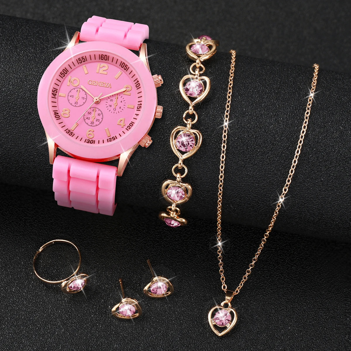 Fashionable Women Quartz Watches Set with Silicone Bands - Smarsty