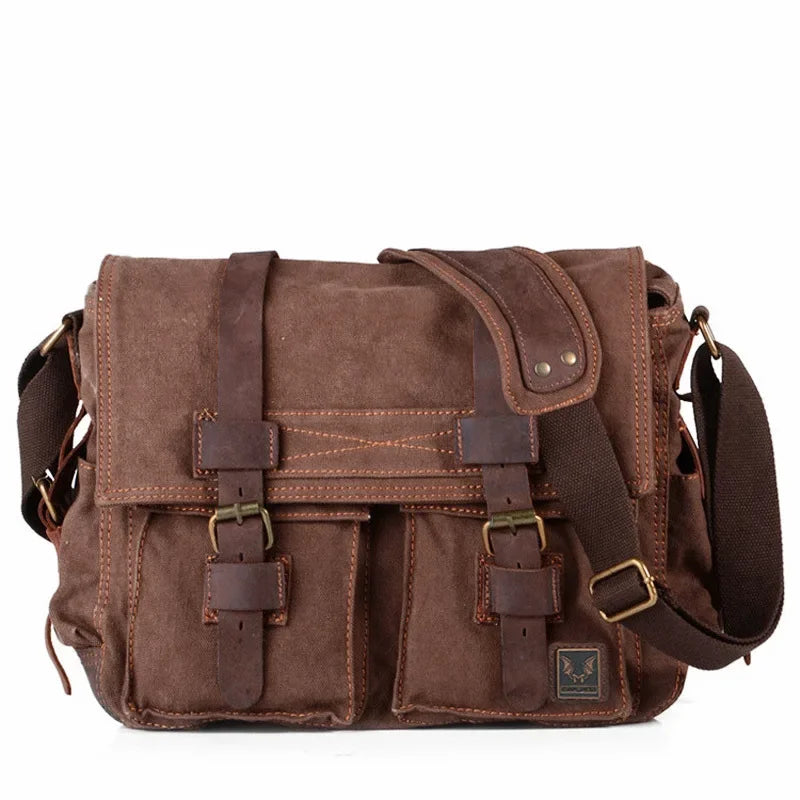 Muchuan Canvas Leather Messenger Bag For Men Laptop Case - Smarsty