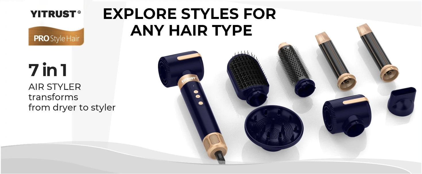 High Speed 7 In 1 Hair Dryer Brush with Diffuser - Smarsty