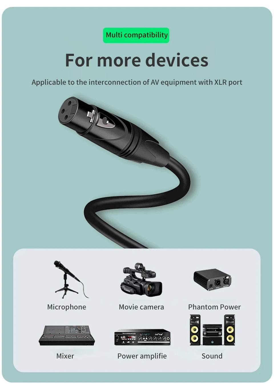 XLR Male to Female Cable for Professional Audio Extension - Smarsty