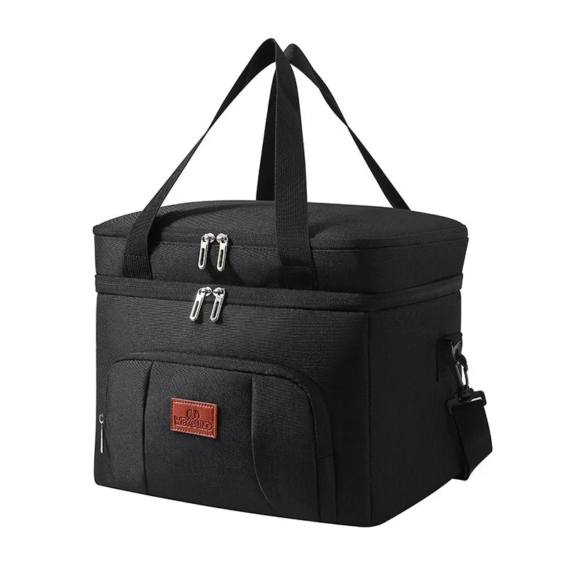 Double Layer Insulated Lunch Cooler Tote Shoulder Strap - Smarsty