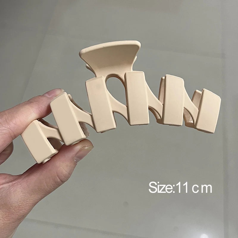 Korean Coffee Beige Acrylic Geometric Hair Claw Clip Large - Smarsty