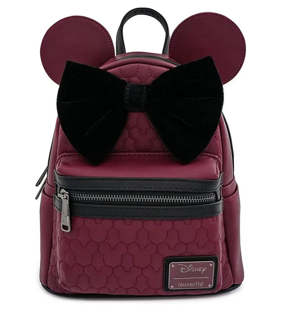Stylish Pink PU Leather Minnie Mouse Shoulder Backpack - Smarsty