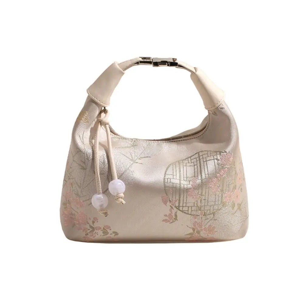 Embroidered Chinese Style Canvas Handbag With Zipper - Smarsty