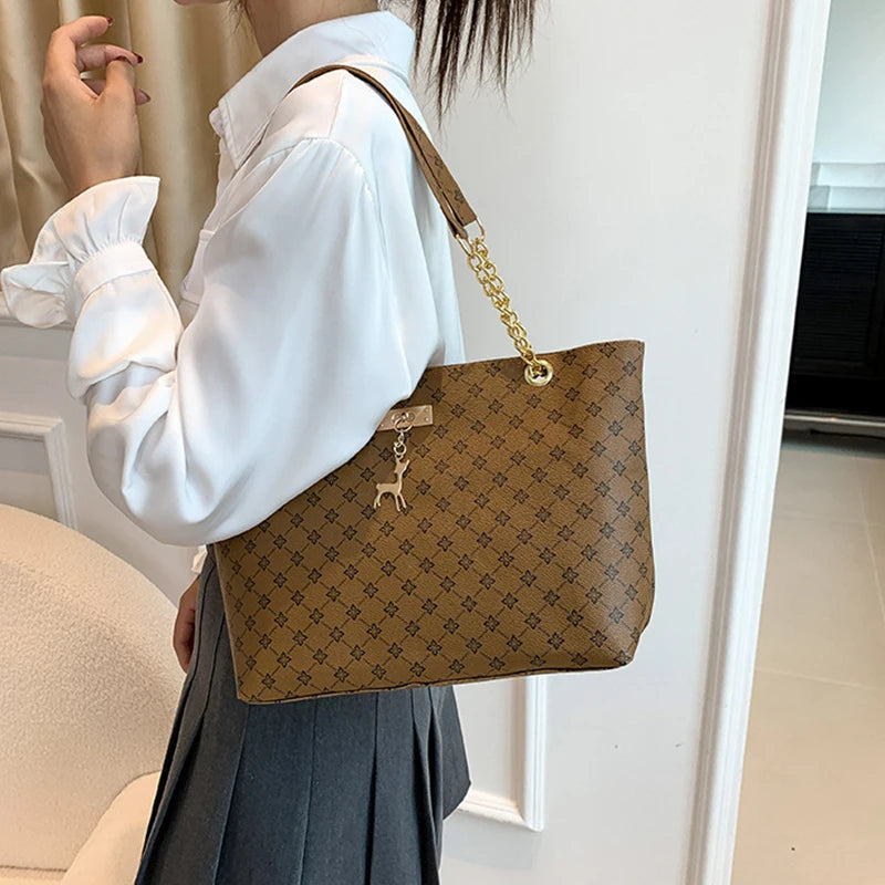 Soft Leather Tote Bag For Women With Hanging Accessories - Smarsty