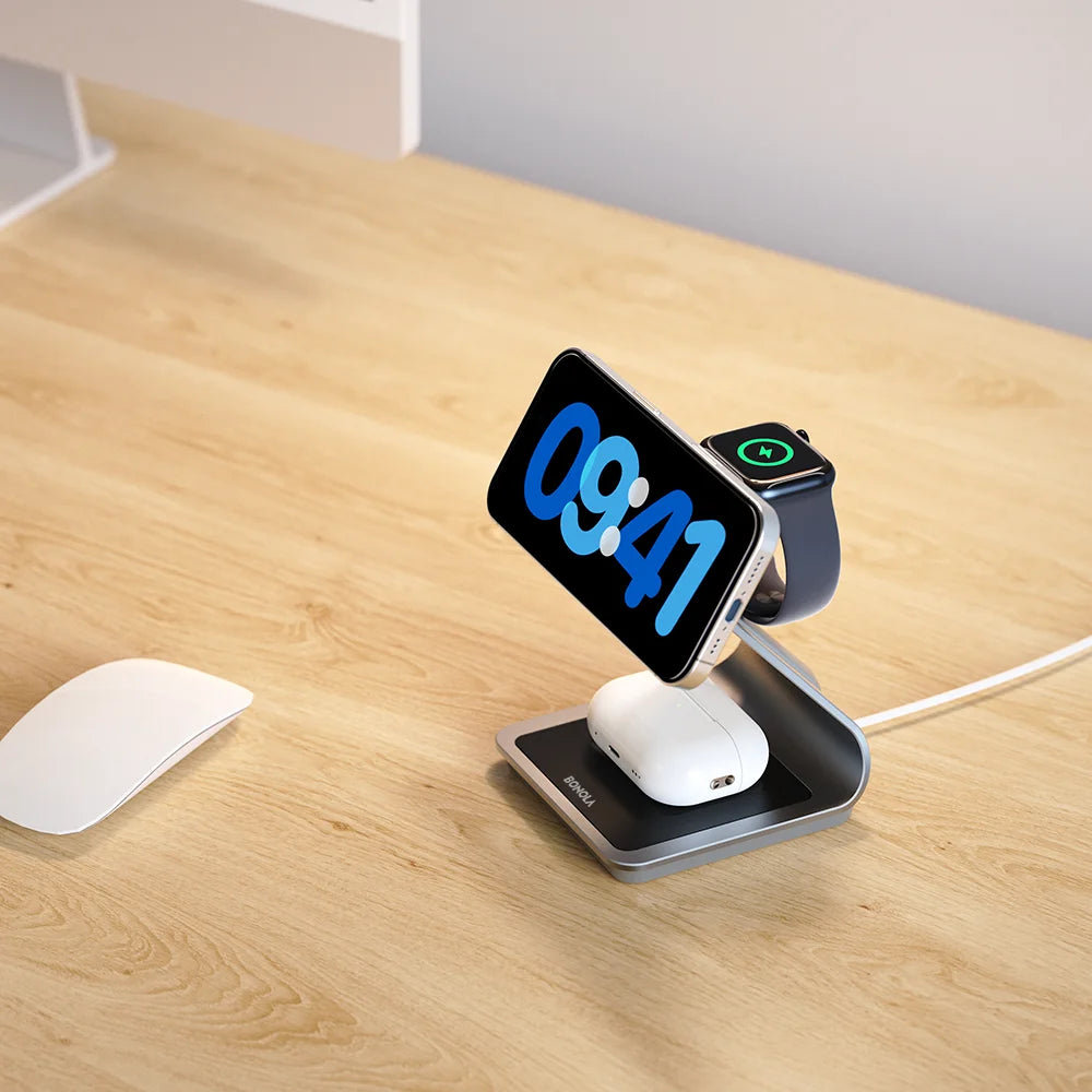 Magnetic Wireless Charger 3 in 1 Station for iPhone Watch - Smarsty