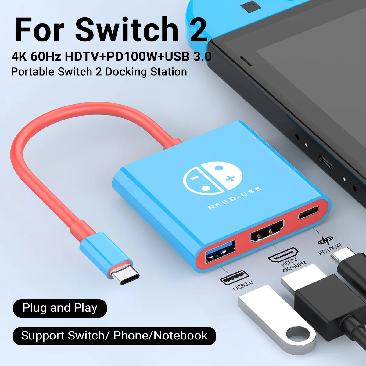 Portable USB C Hub With HDMI Travel And Gaming Dock