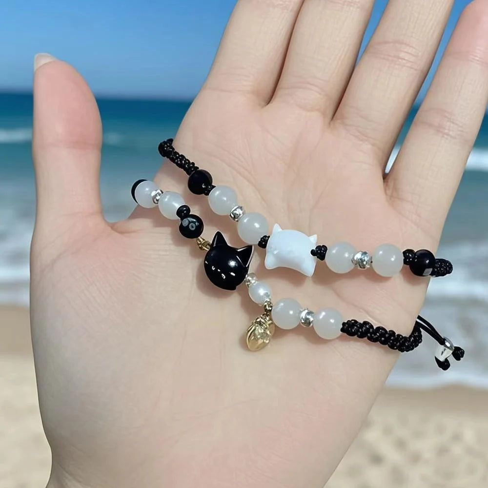 Natural Moonstone Obsidian Couple Bracelets Handmade Gift - Smarsty